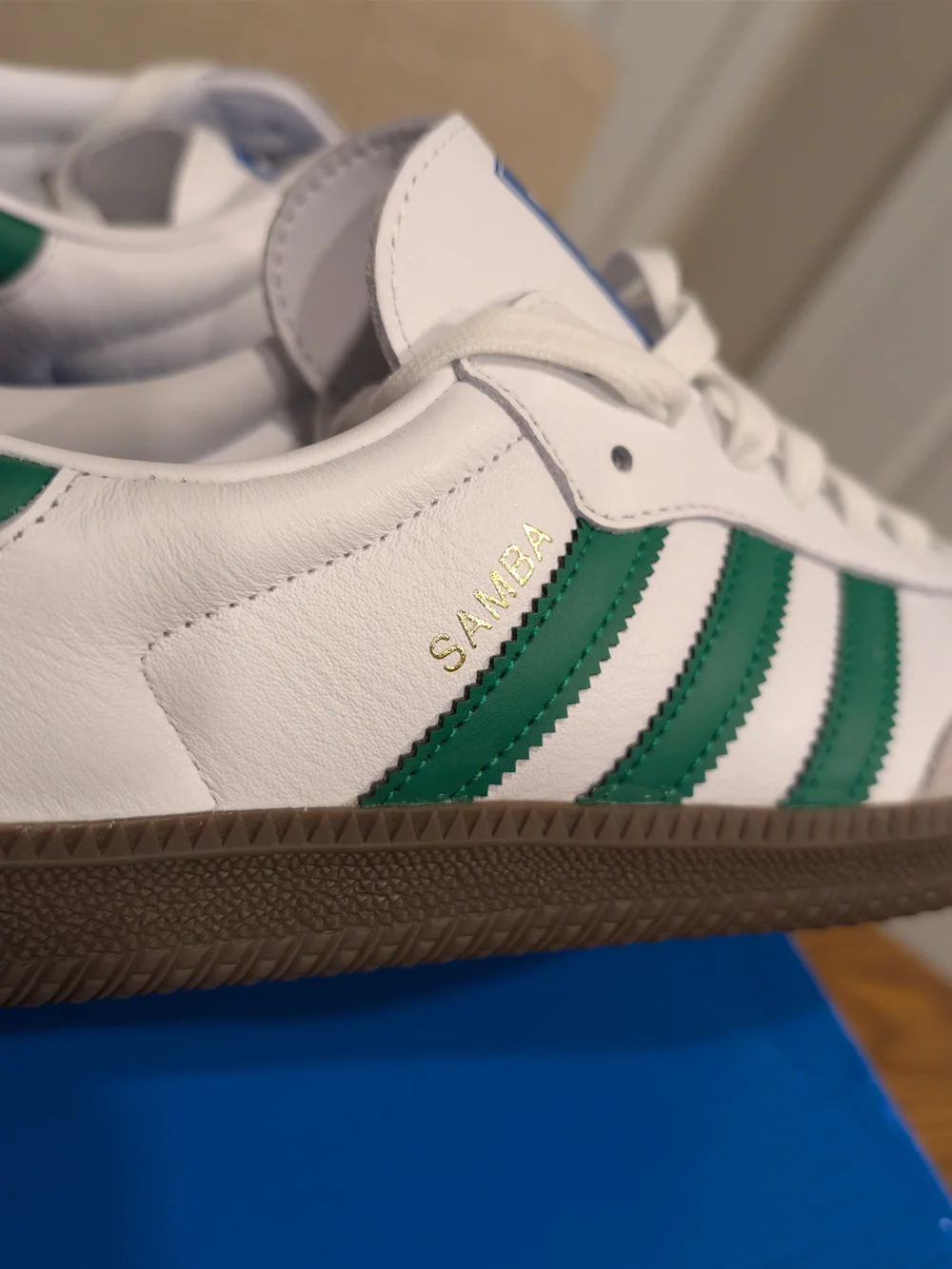 Adidas Samba OG White with Green Stripes